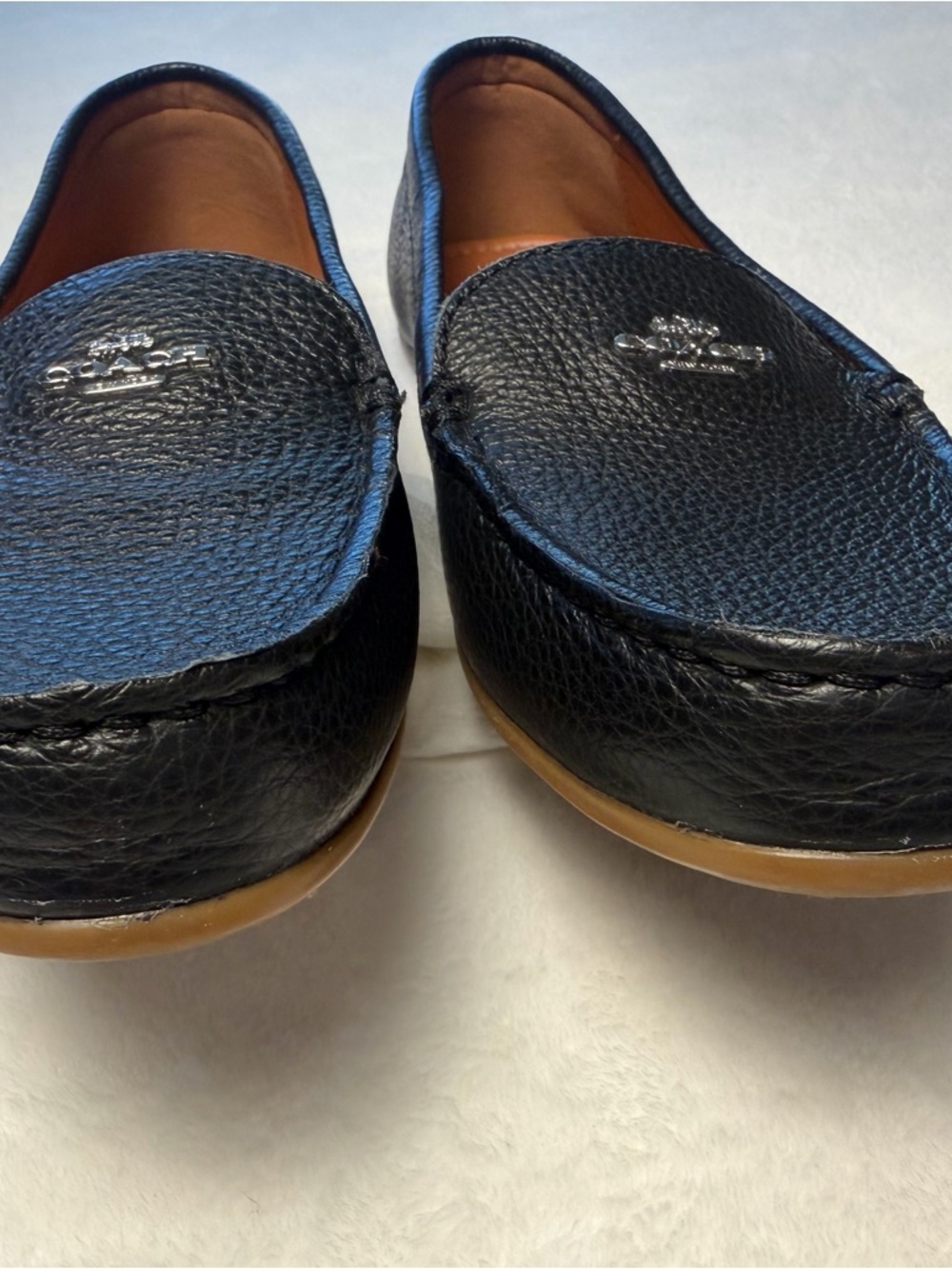 Coach Black Pebbled Leather Driver Loafers Horse & Carriage Logo Women’s 7.5B - Picture 9 of 13